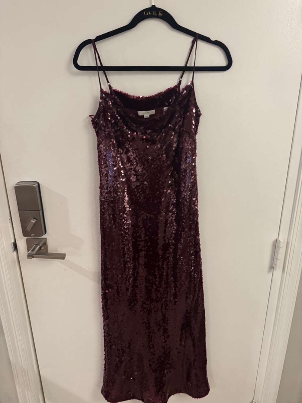 Vince Burgundy Sequin Midi Slip Dress